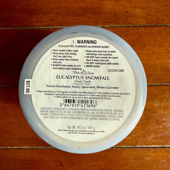 NEW EUCALYPTUS SNOWFALL 3-Wick 14.5oz Candle Bath & Body Works - Picture 3 of 3
